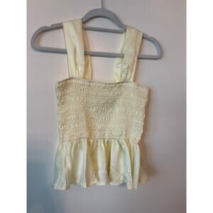Butter Yellow Babydoll Smocked Tank Top Medium